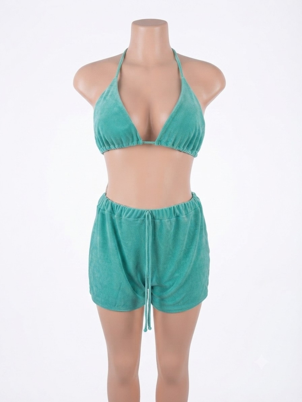 Kids Turquoise Two-Piece Halter Top & Shorts Set